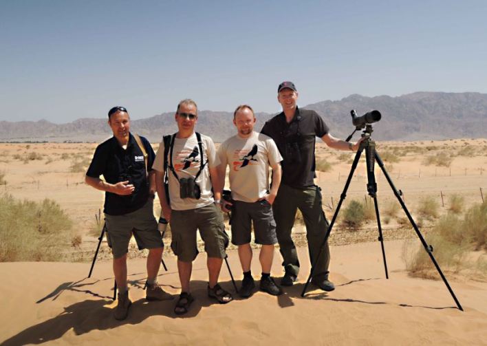 Birdwatch-BirdGuides Roadrunners 2014. Left to right: Mike Alibone, Dominic Mitchell, Morten Bentzon Hansen, Ian Lycett.